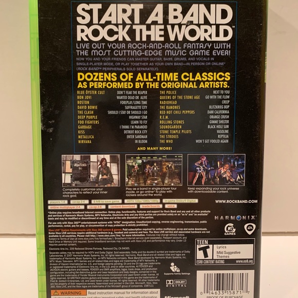 XBOX 360 ROCK BAND GAME. - Picture 2 of 7